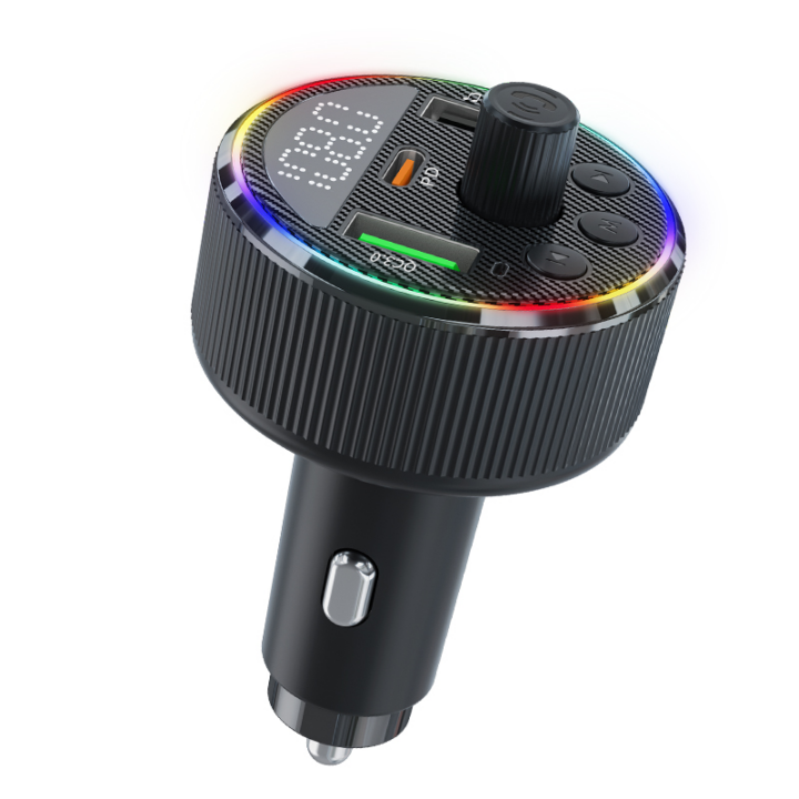 QC3.0 + PD 30W Fast charging Car Charger FM Transmitter with colorful atmosphere light