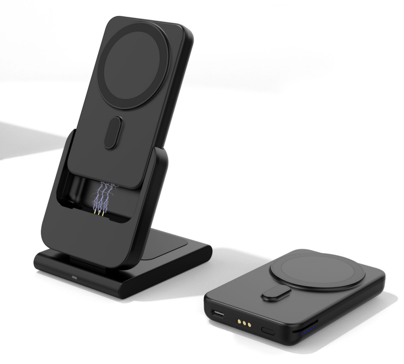 3 in 1 Foldable Magnetic Wireless Power Bank (5000mAh or 10000mAh) for Apple devices, with detachable design