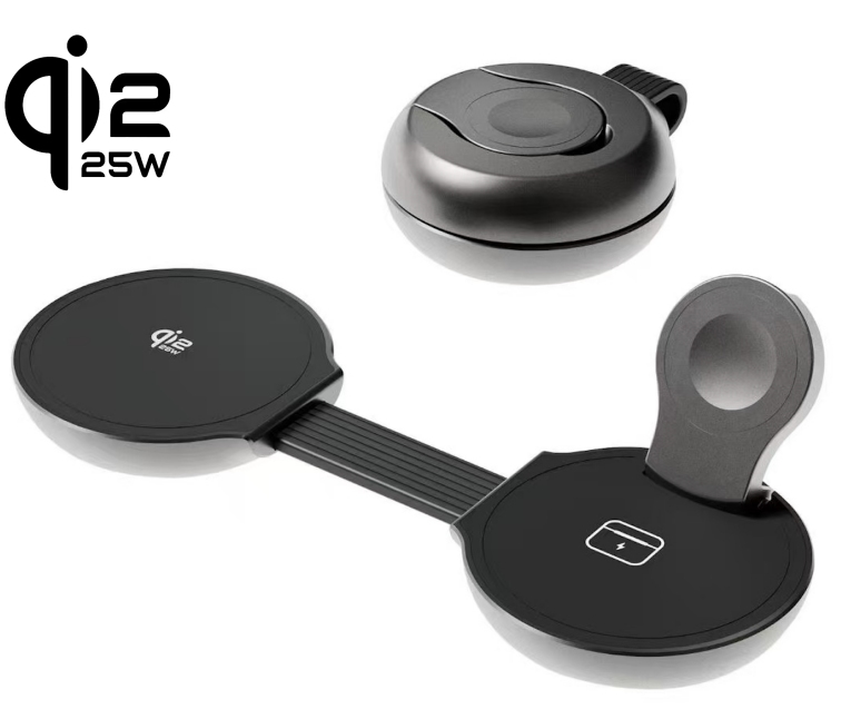 QI2.2 Certified Foldable 3 in 1 Aluminum alloy 25W FAST Magnetic Wireless charging Stand for iPhone 17/16/15/14/13/12 series + AirPods + Apple Watch