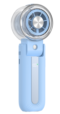 Portable Foldable 2 in 1 Handheld Ice-compress  Nano-spray Fan with digital LED display + telescopic hook + lanyard