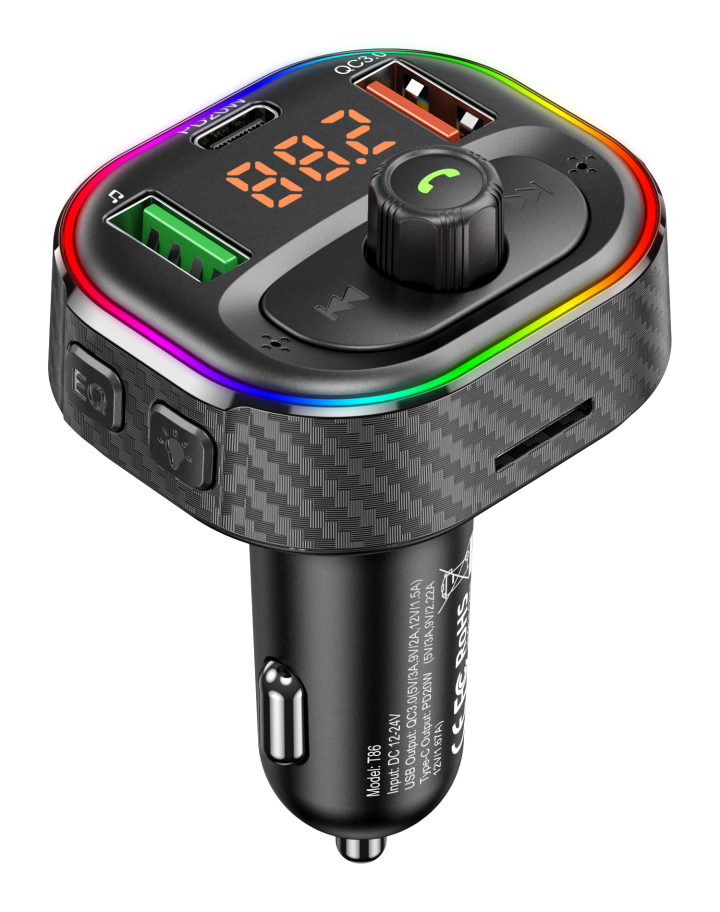 QC3.0 & PD3.0 Fast charging Car Charger + Bluetooth FM Transmitter