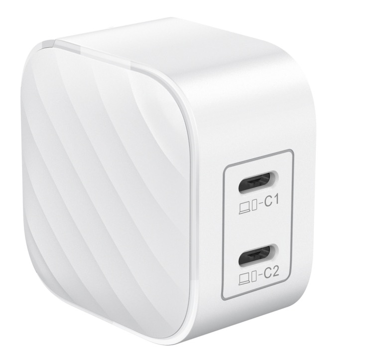 45W Two PD output GAN Fast Charging Wall Charger with optional EU/JP/KR/US/UK foldable plug