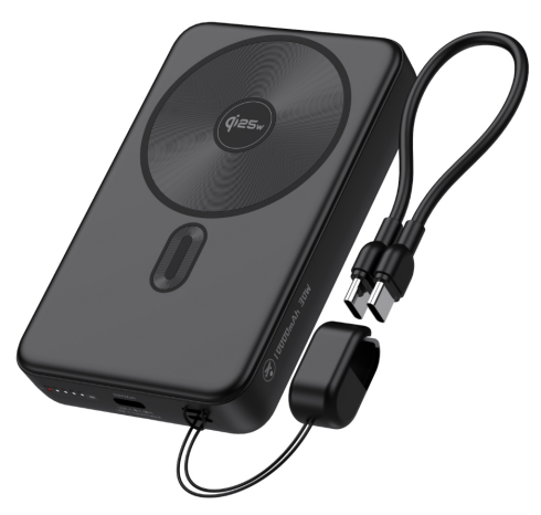 QI2.2 25W FAST Magnetic Wireless charging Power Bank (10000mAh), with PD 30W USB-C output + foldable mobile stand + USB-C to USB-C cable keychain