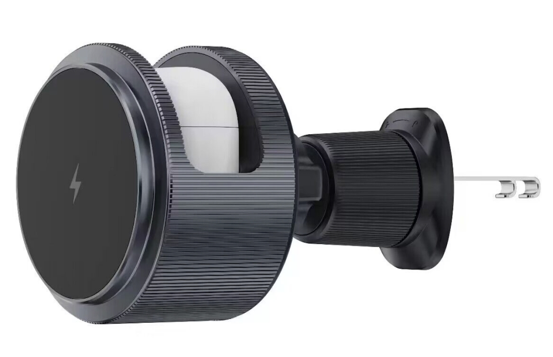 Round shaped 2 in 1 15W FAST Magnetic Wireless Car Charger for iPhone 16/15/14/13/12 series + AirPods/AirPods Pro