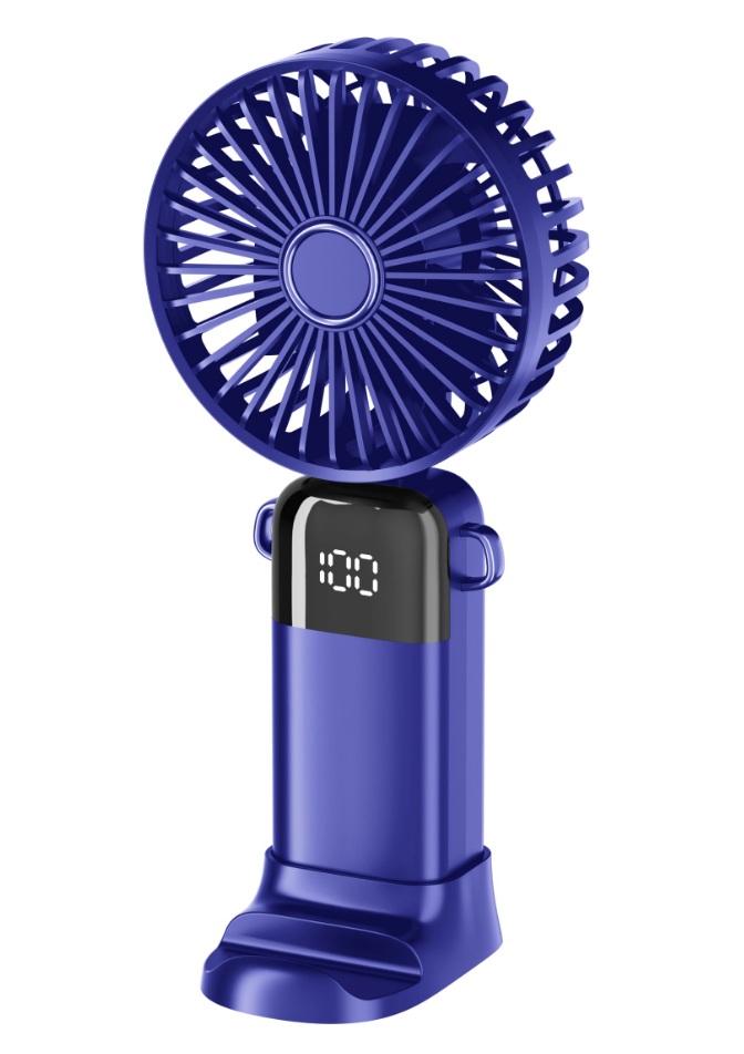 Portable Foldable LED digital display Hand Fan with lanyard and mobile holder