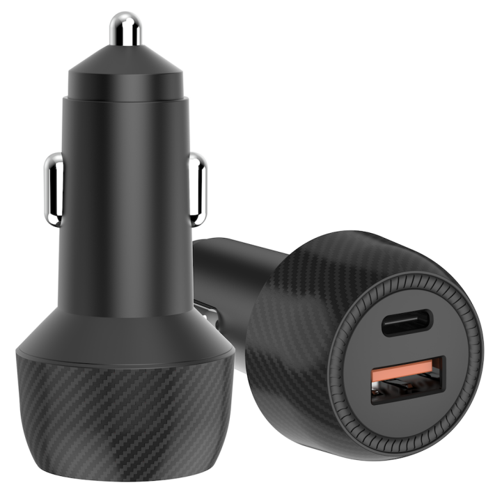 Carbon fiber 48W Dual USB Car Charger (QC3.0 + PD30W)