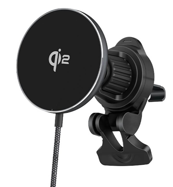 QI2 Certified Round shaped Aluminum alloy 15W FAST Magnetic Wireless Car Charger for iPhone 16/15/14/13/12 series