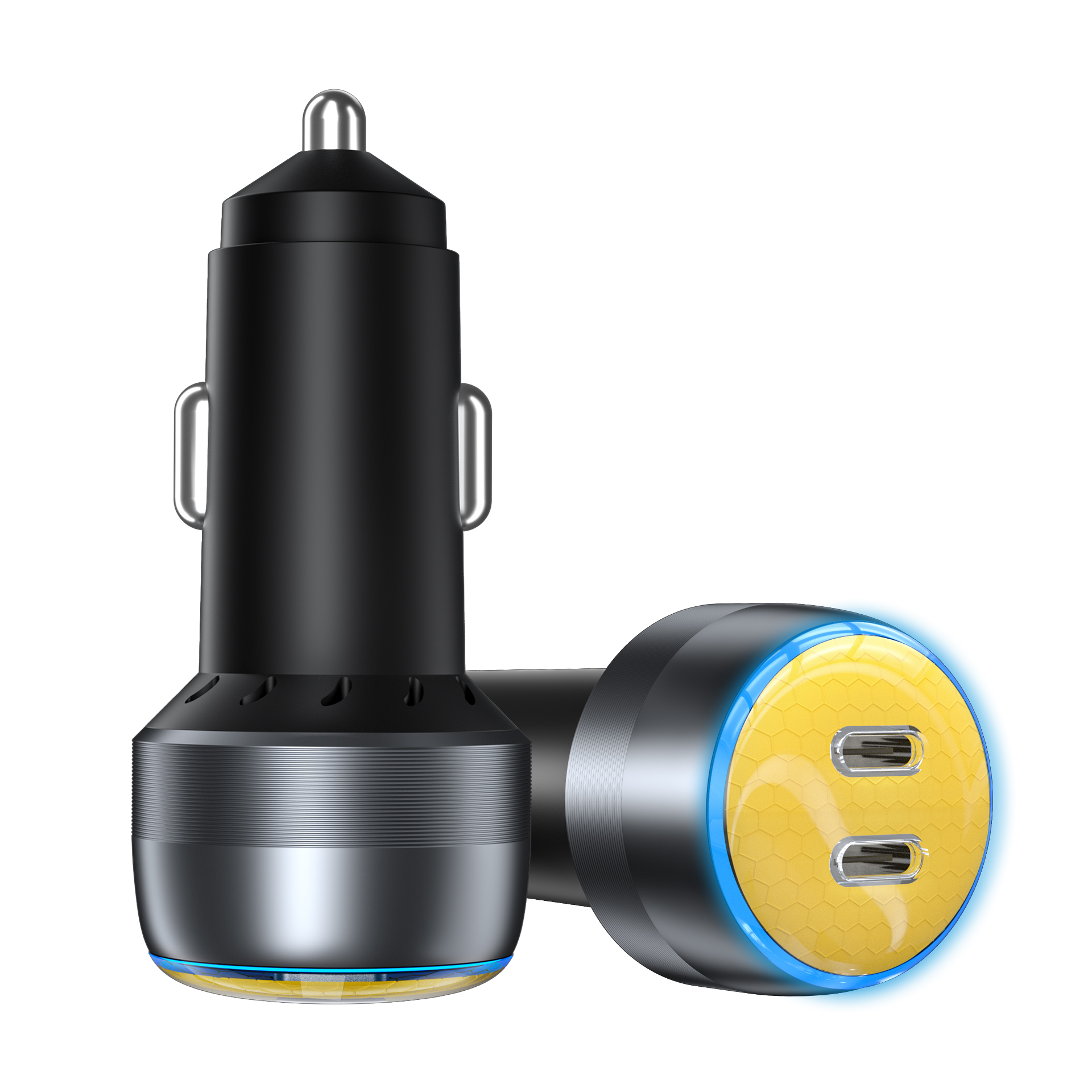 Aluminium alloy 90W Dual PD fast charging Car Charger (PD45W*2)