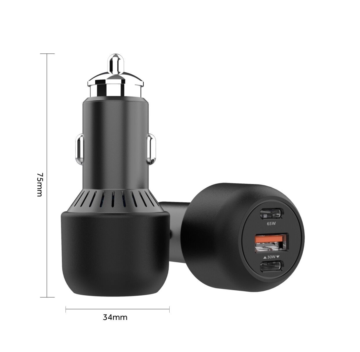 95W Super mini 3 USB Car Charger (QC3.0 30W or PD30W + PD 65W)