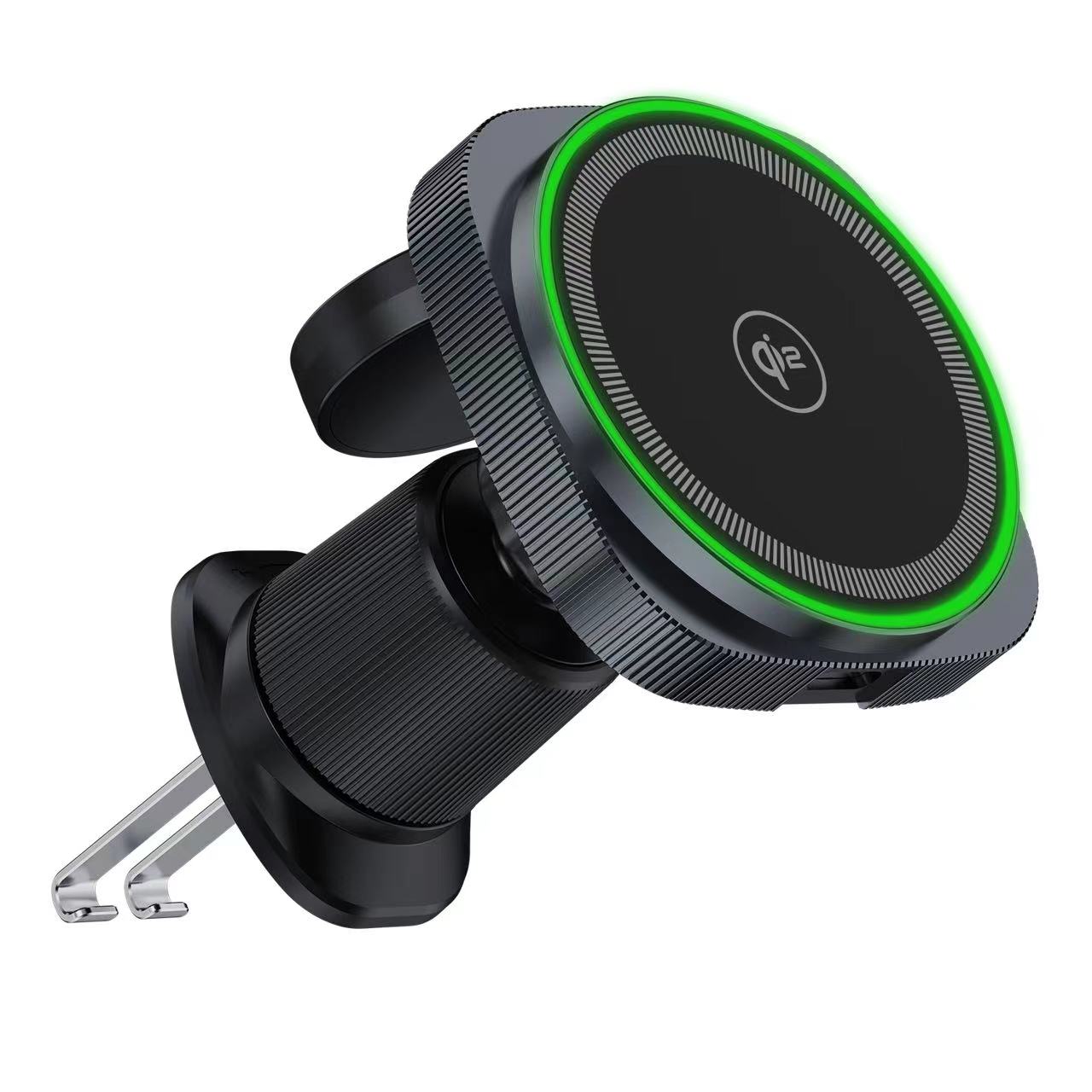 QI2 Certified Square shaped Aluminum alloy 2 in 1 15W FAST Magnetic Wireless Car Charger for iPhone 16/15/14/13/12 series + Apple Watch S2-10/SE/Ultra 1-2