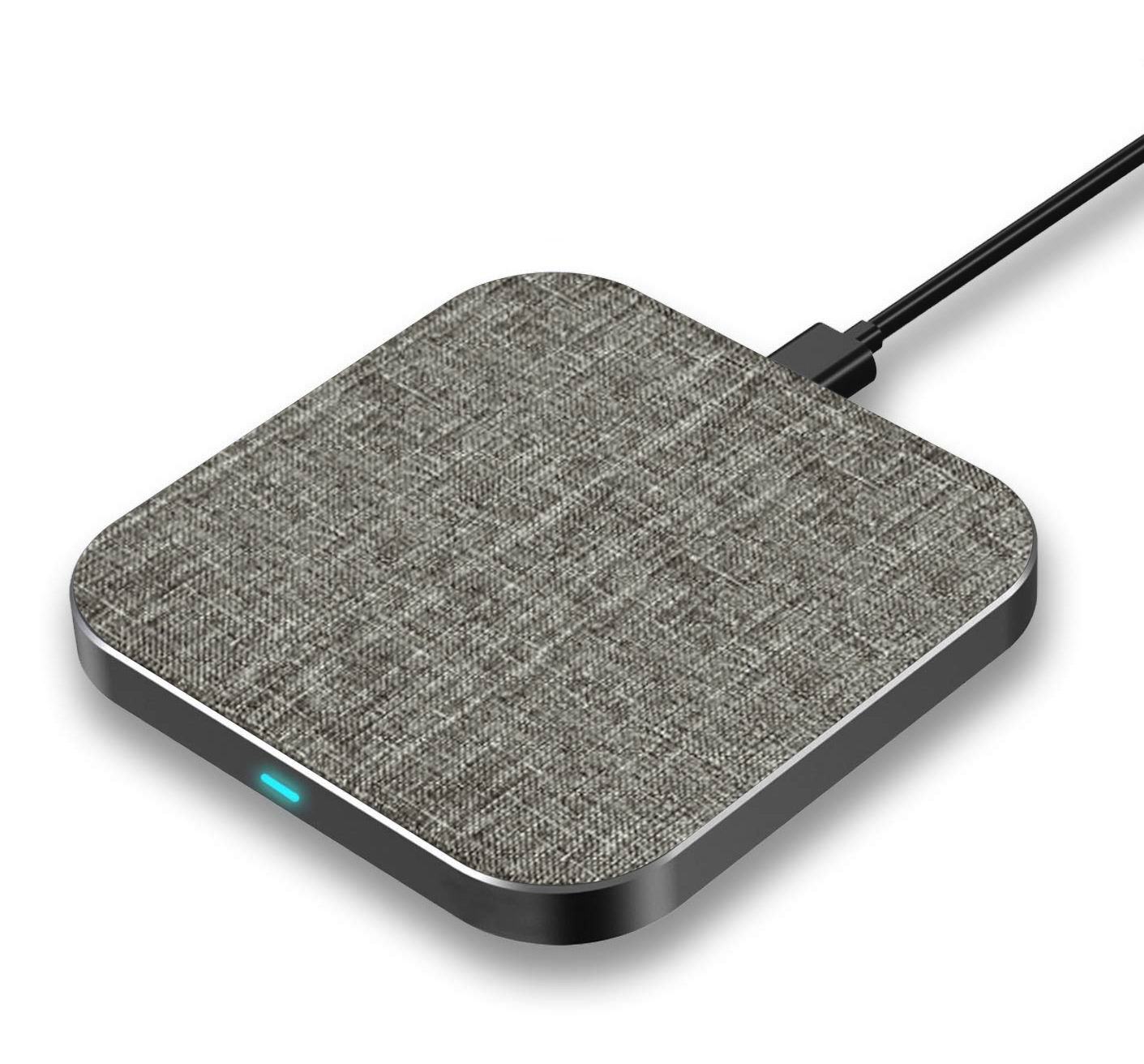 Qi certified Square Fabric or PU leather 15W Fast Wireless charging Pad (15W / 10W / 7.5W / 5W)